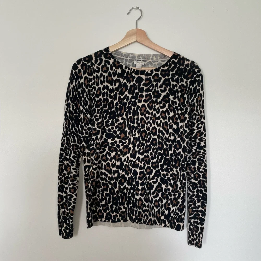 J. Crew Leopard Crew Neck Sweater